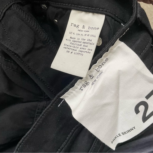 NWT - Rag & Bone Women’s Black Raw Hem Ankle Skinny Jeans Size 27 - Picture 12 of 13